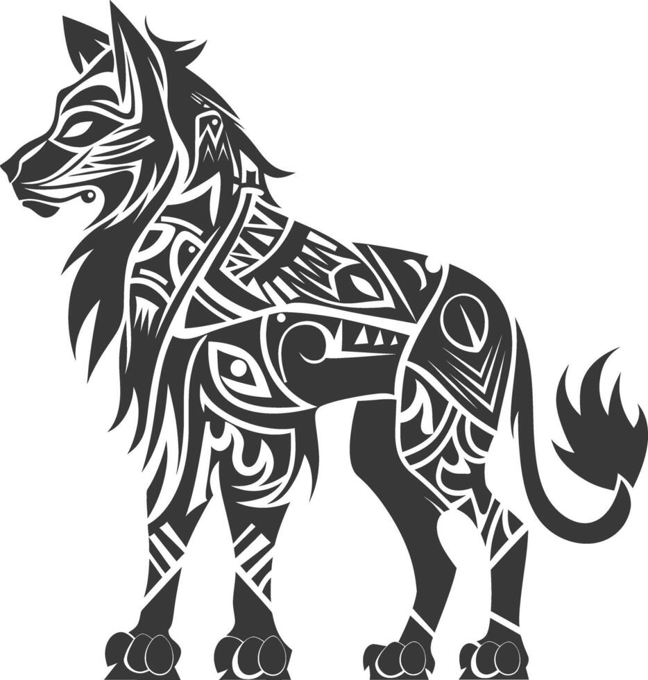 silhouette tribal animal using Aztecs style black color only vector