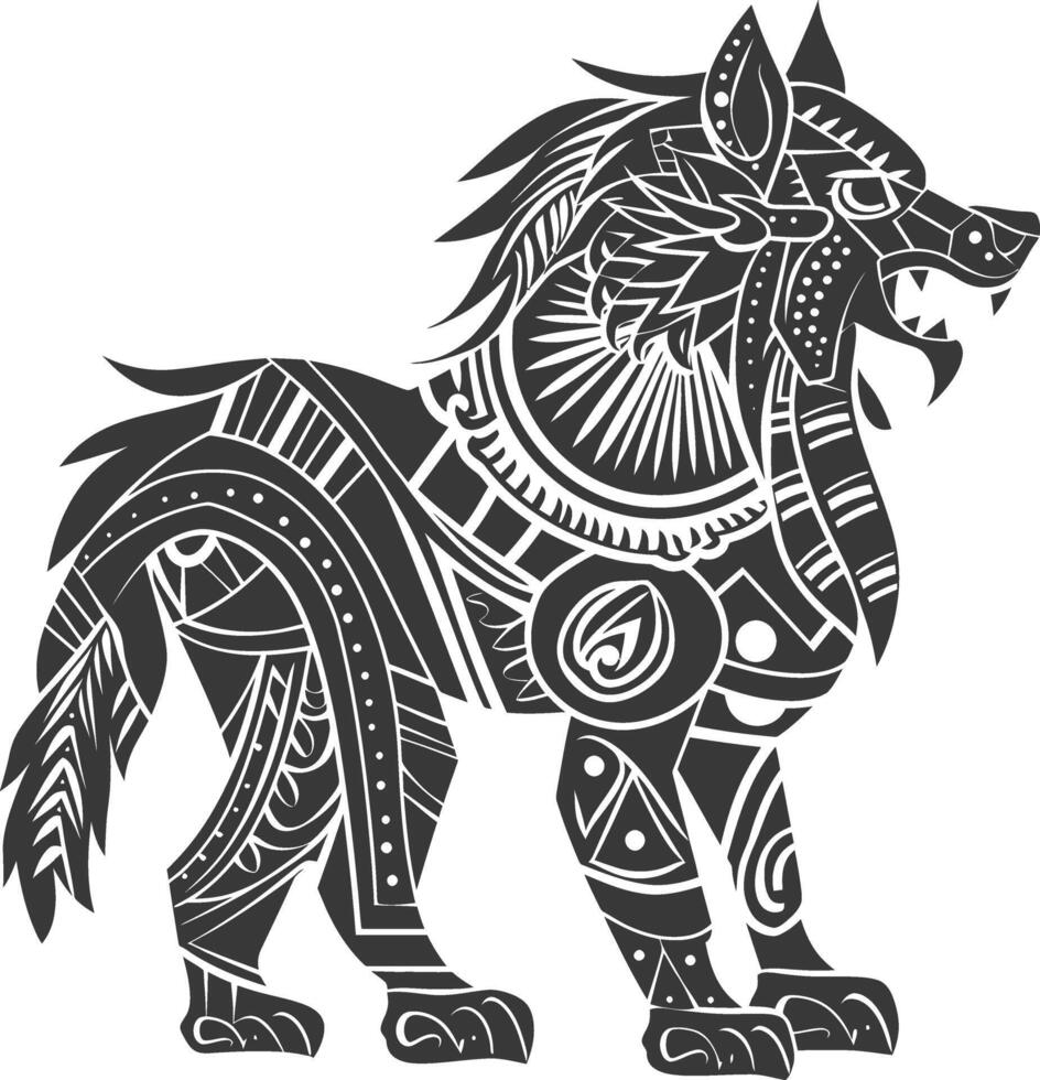 silhouette tribal animal using Aztecs style black color only vector