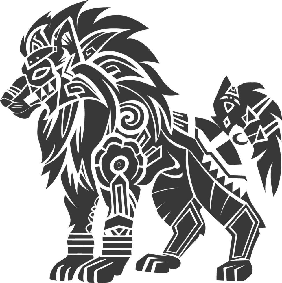 silhouette tribal animal using Aztecs style black color only vector