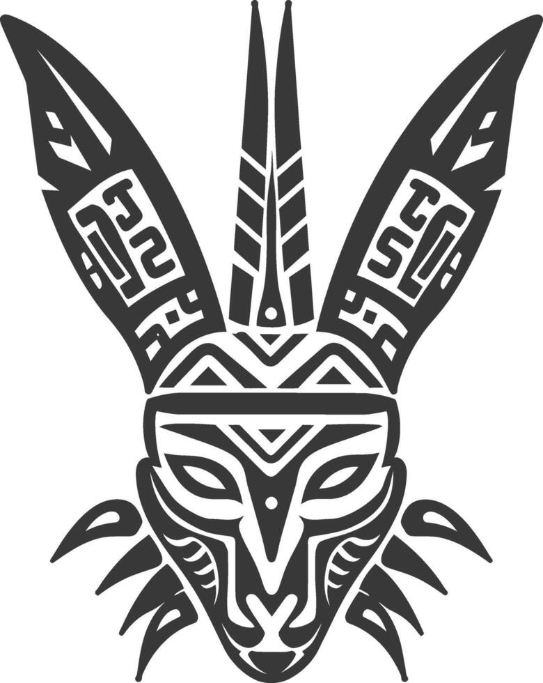silhouette tribal animal head only using Aztecs style black color only vector