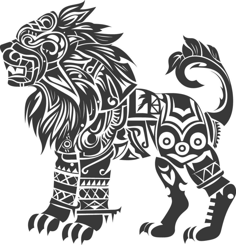 silhouette tribal animal using Aztecs style black color only vector