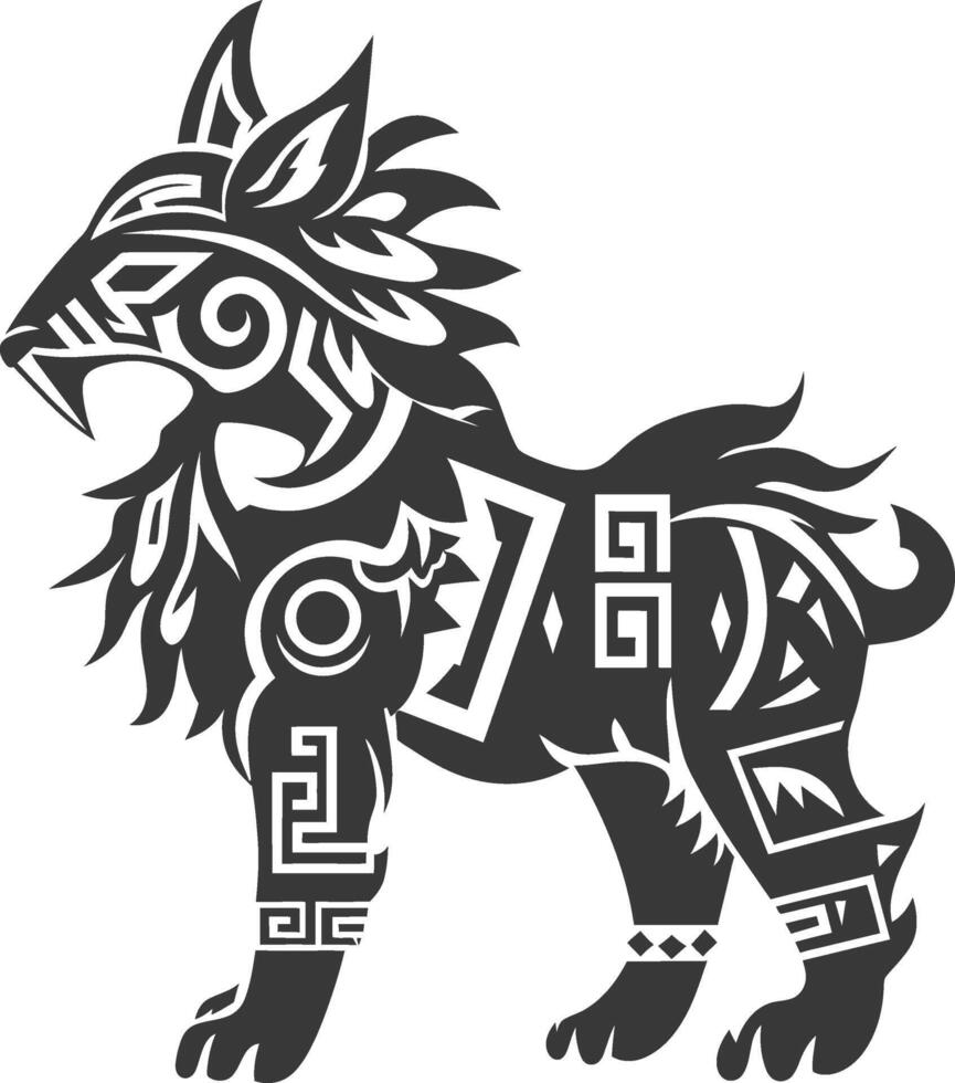 silhouette tribal animal using Aztecs style black color only vector