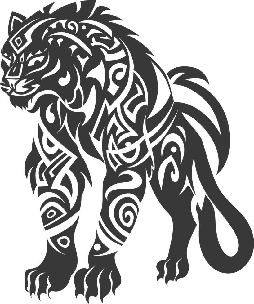 silhouette tribal animal using Aztecs style black color only vector