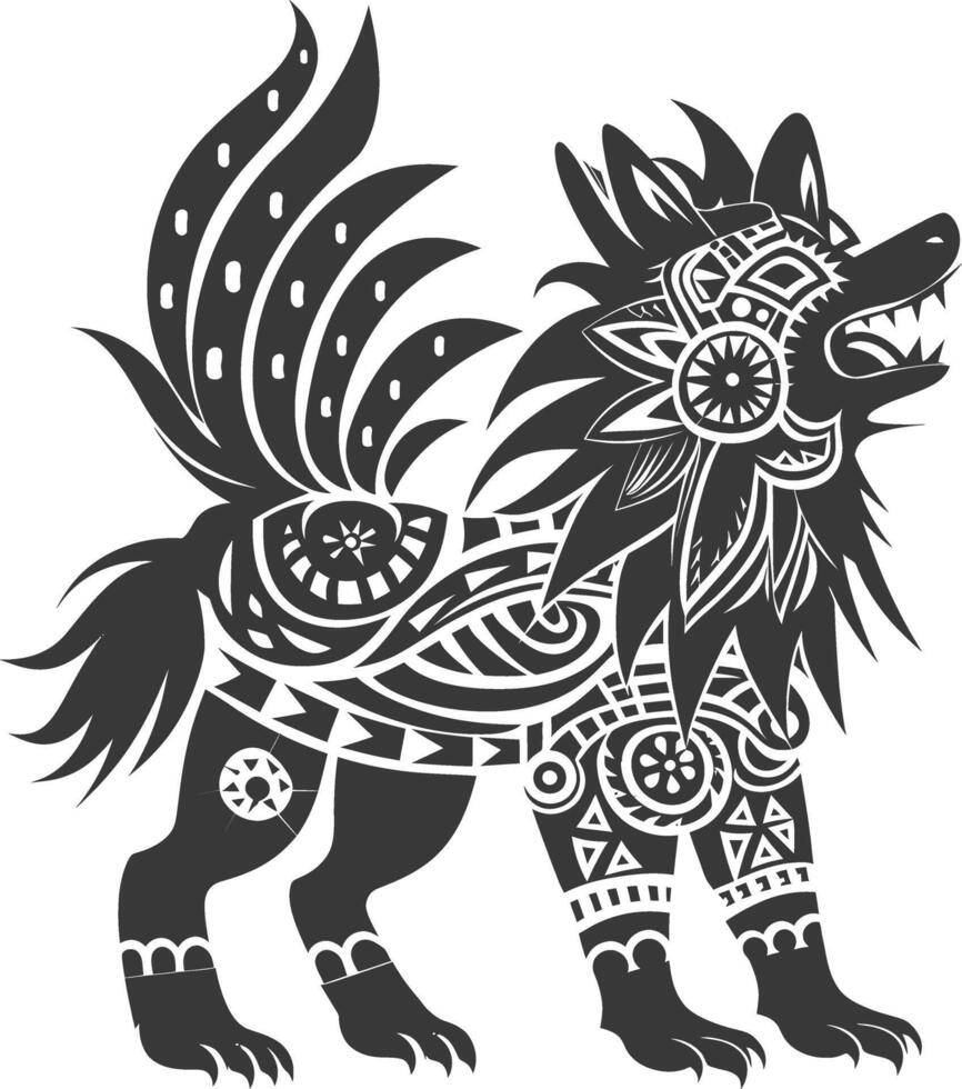 silhouette tribal animal using Aztecs style black color only vector