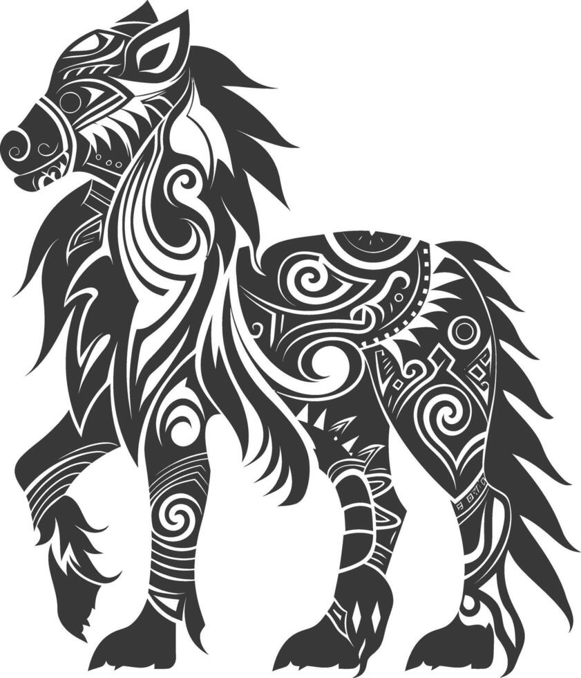 silhouette tribal animal using Aztecs style black color only vector