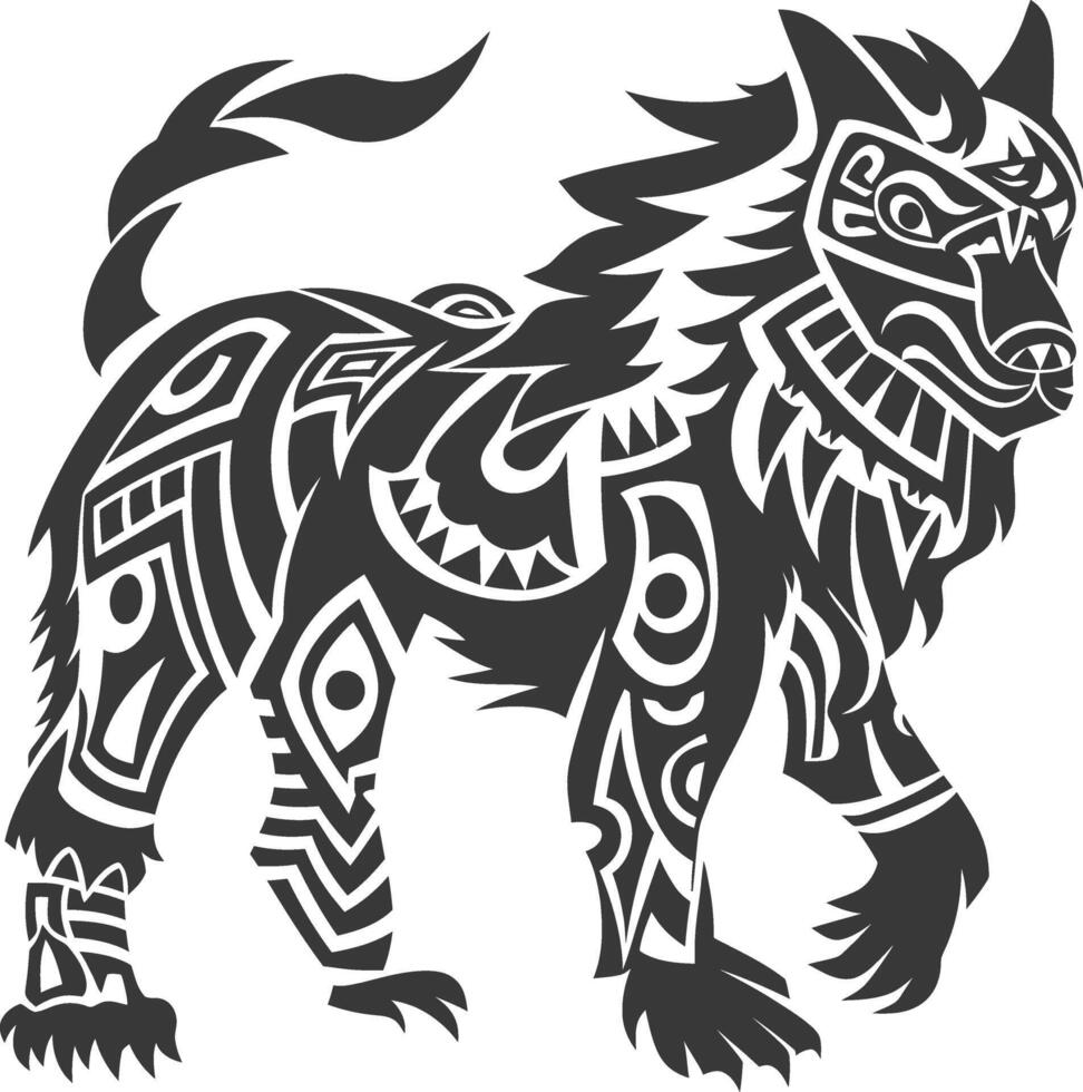 silhouette tribal animal using Aztecs style black color only vector