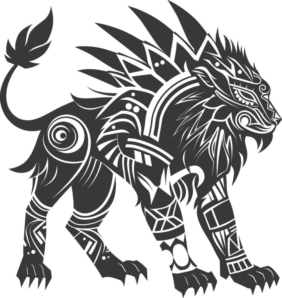 silhouette tribal animal using Aztecs style black color only vector