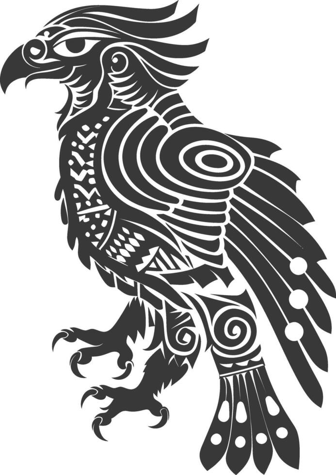 silhouette tribal hawk bird Aztecs style black color only vector