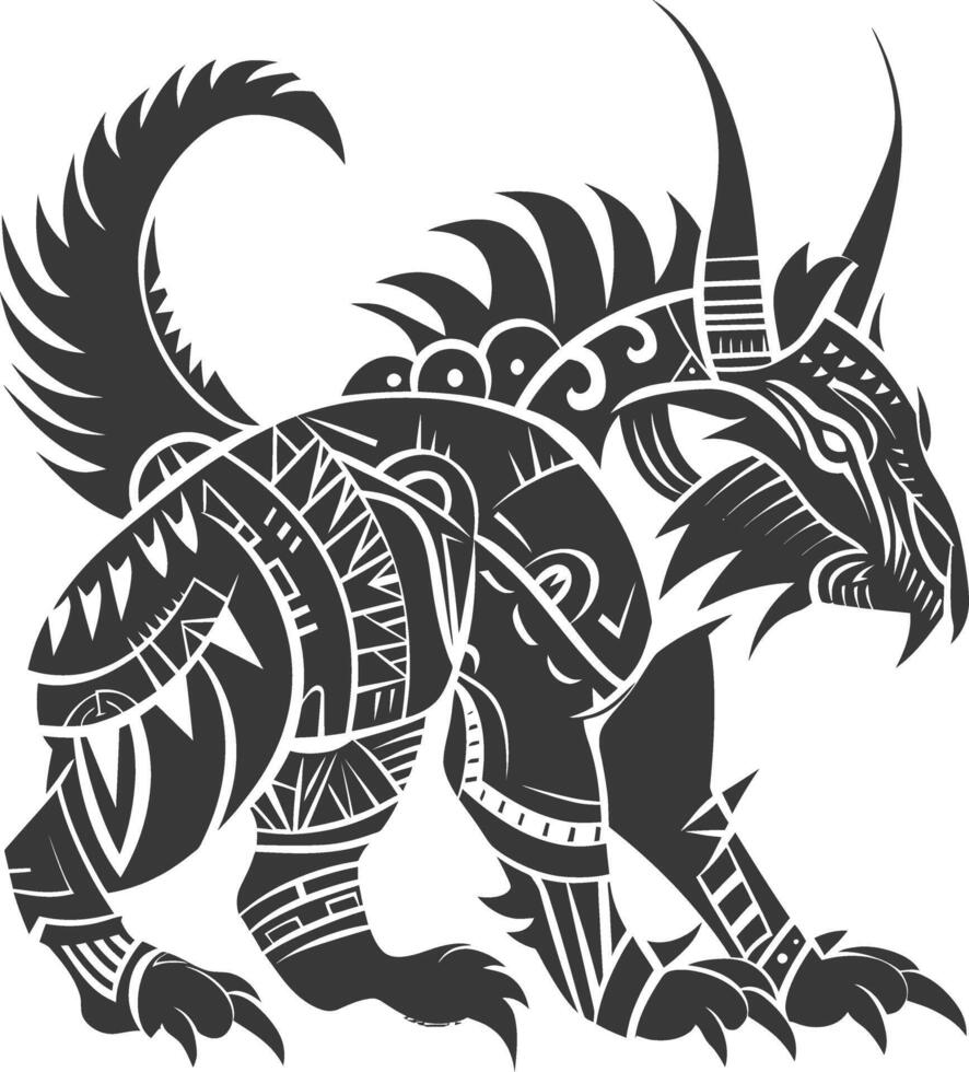 silhouette tribal animal using Aztecs style black color only vector