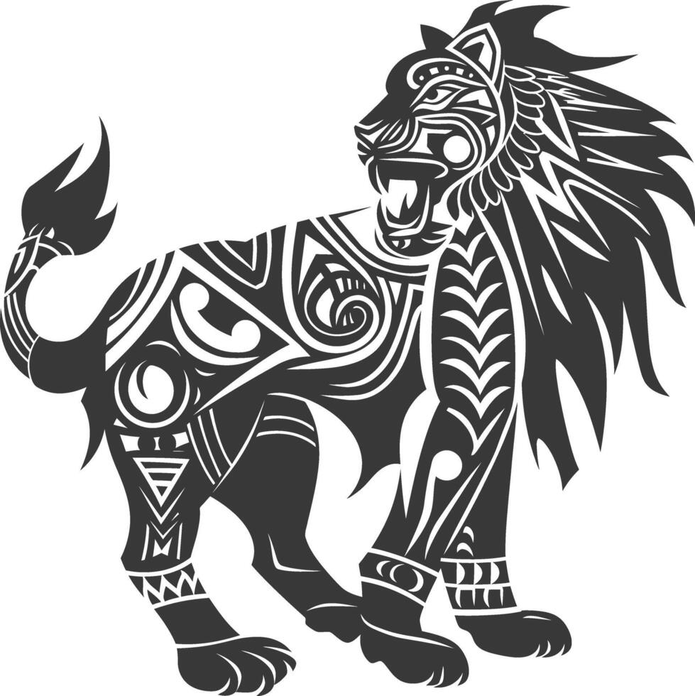 silhouette tribal animal using Aztecs style black color only vector