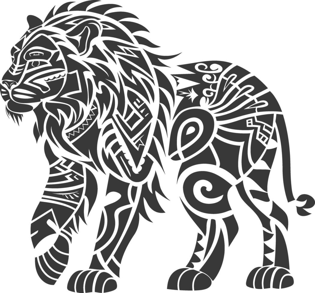 silhouette tribal animal using Aztecs style black color only vector