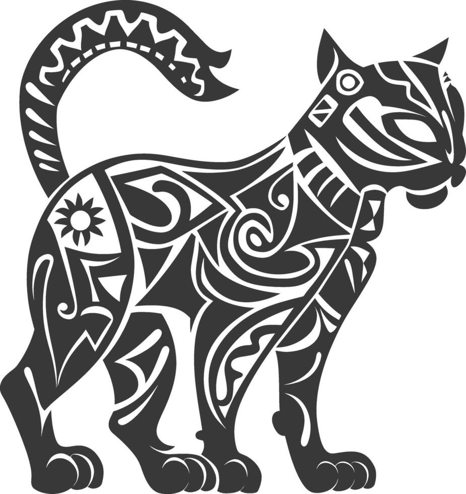 silhouette tribal animal using Aztecs style black color only vector