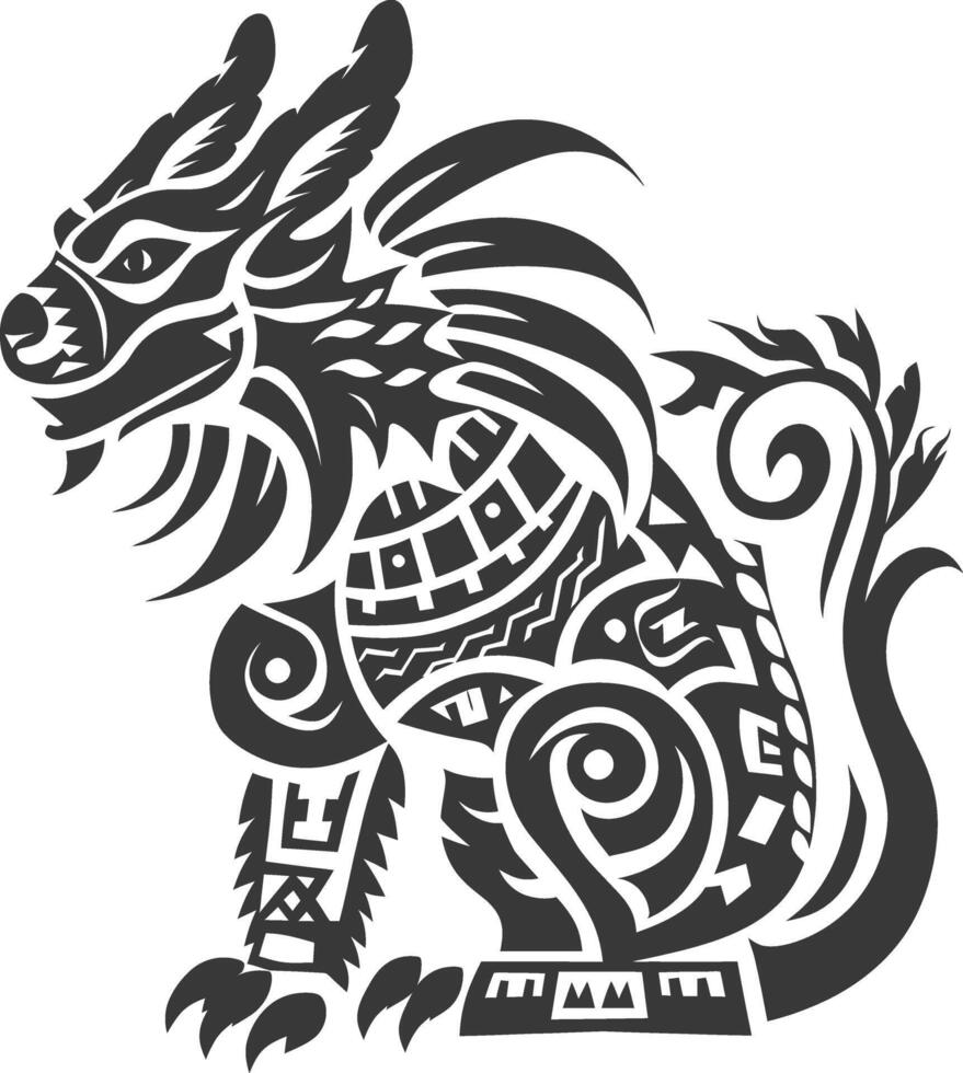 silhouette tribal animal using Aztecs style black color only vector
