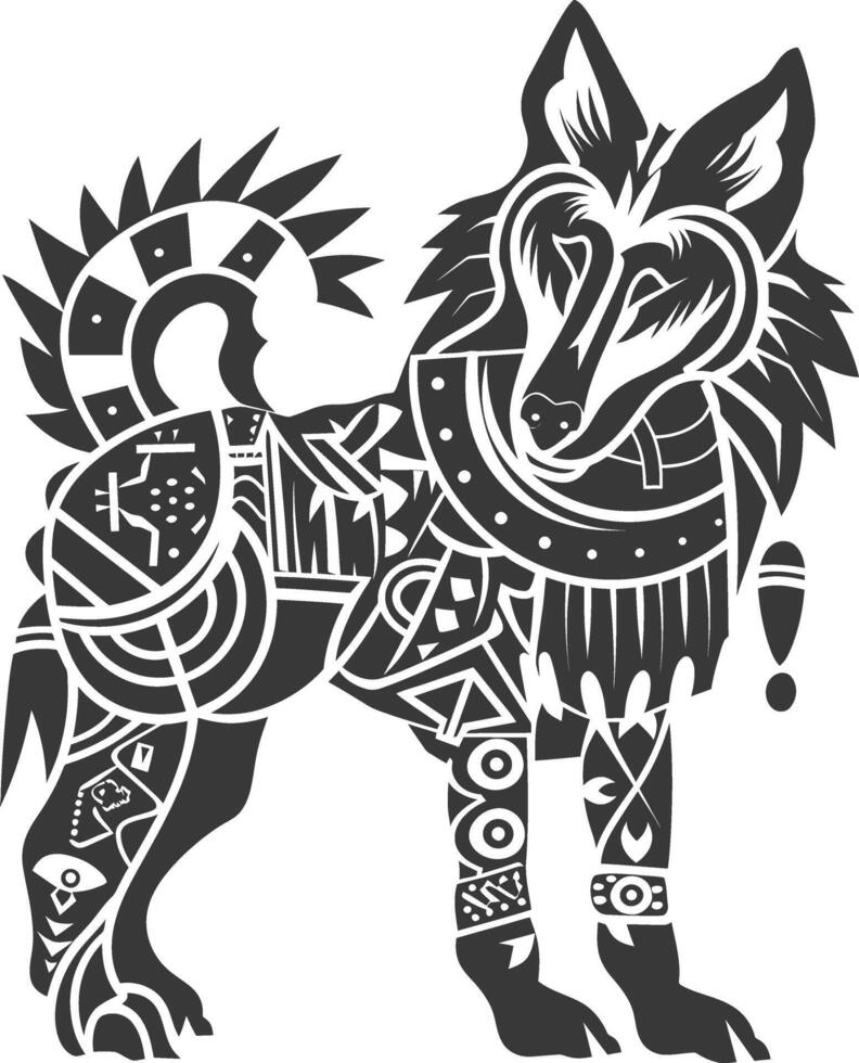 silhouette tribal animal using Aztecs style black color only vector