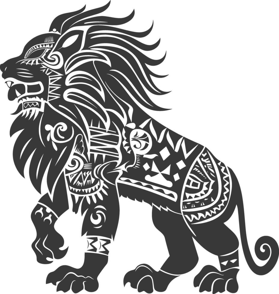 silhouette tribal animal using Aztecs style black color only vector