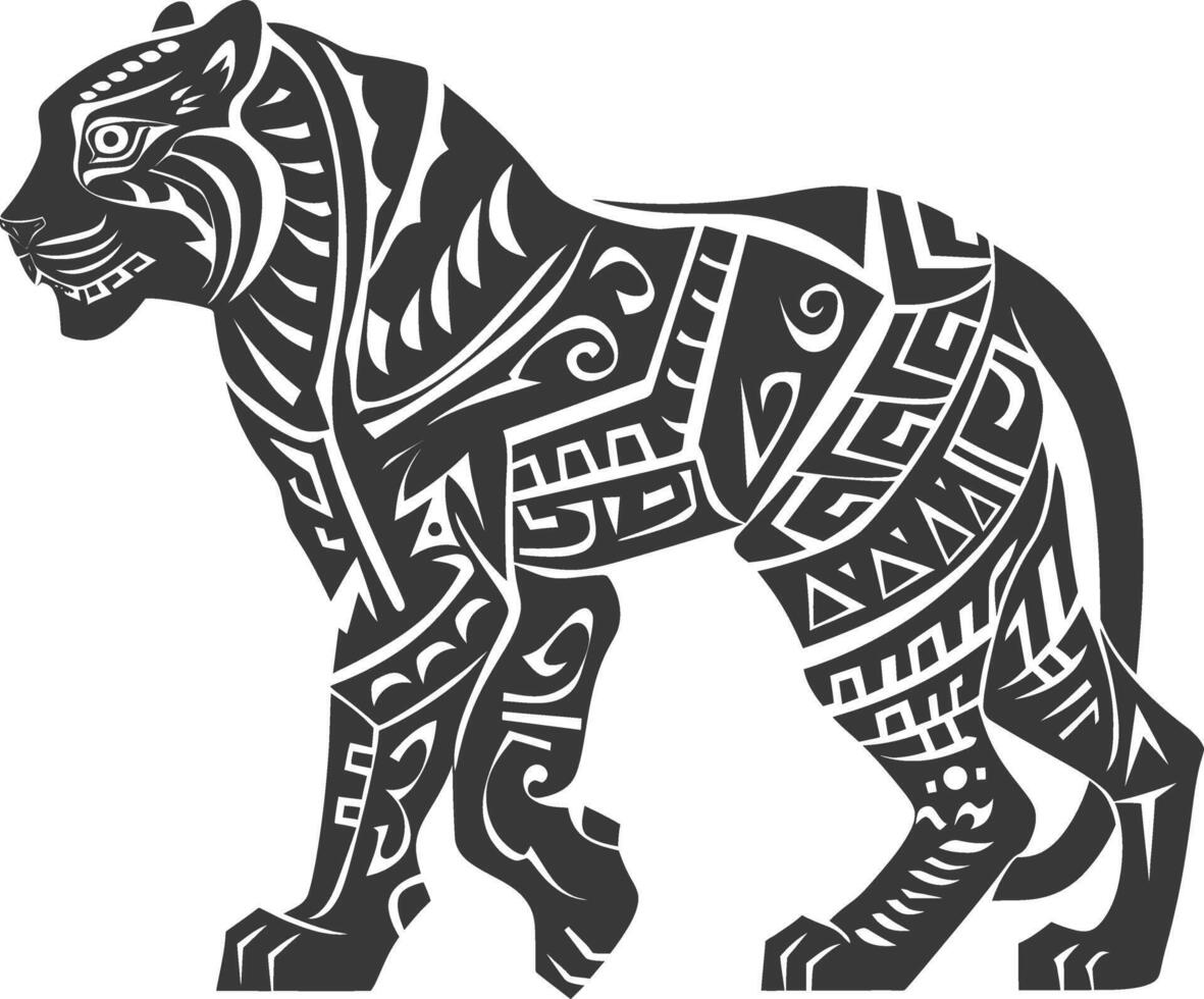 silhouette tribal animal using Aztecs style black color only vector