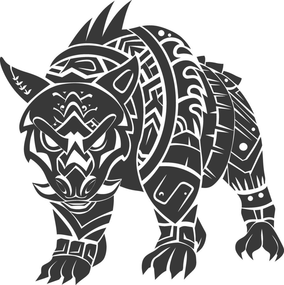 silhouette tribal animal using Aztecs style black color only vector