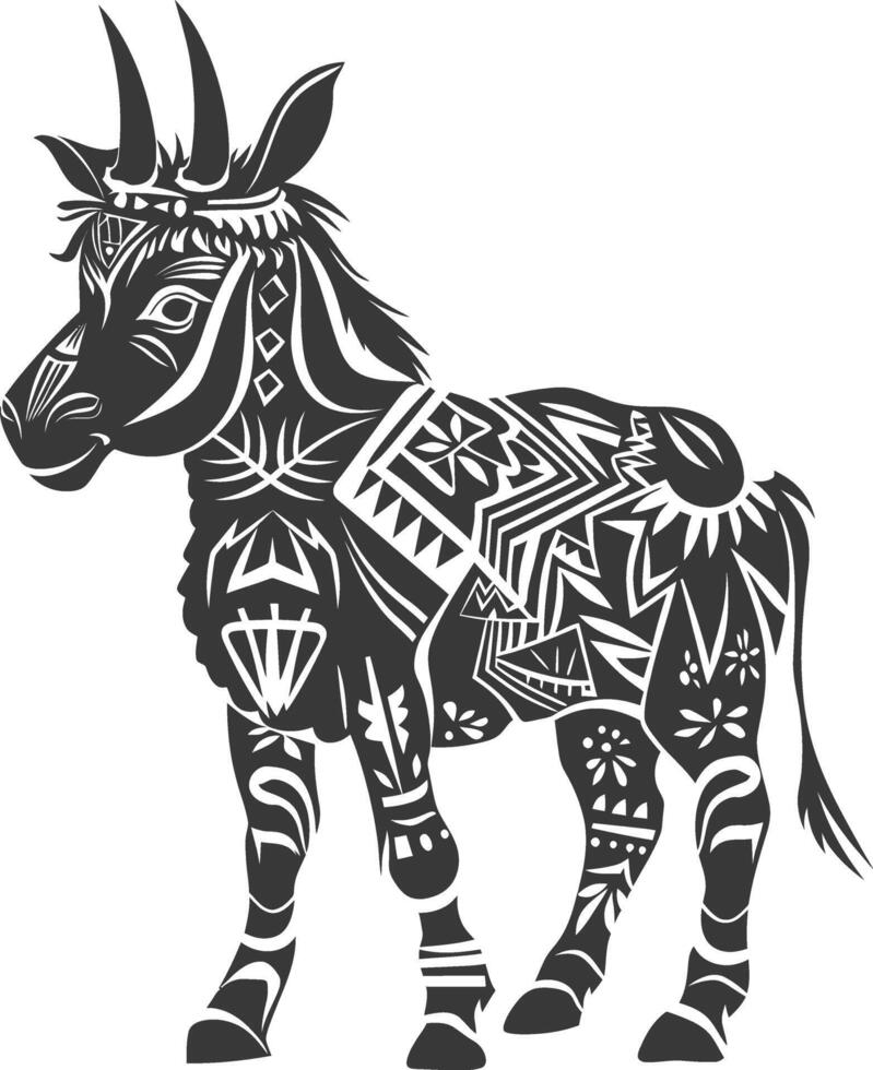 silhouette tribal animal using Aztecs style black color only vector