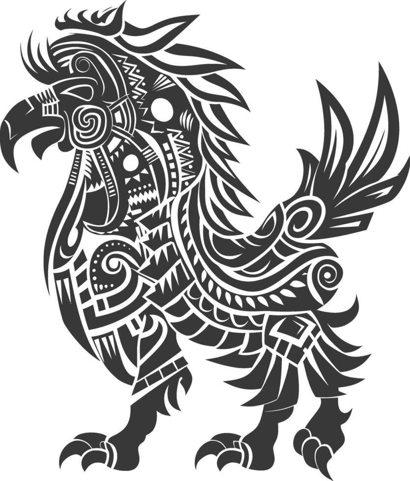silhouette tribal animal using Aztecs style black color only vector