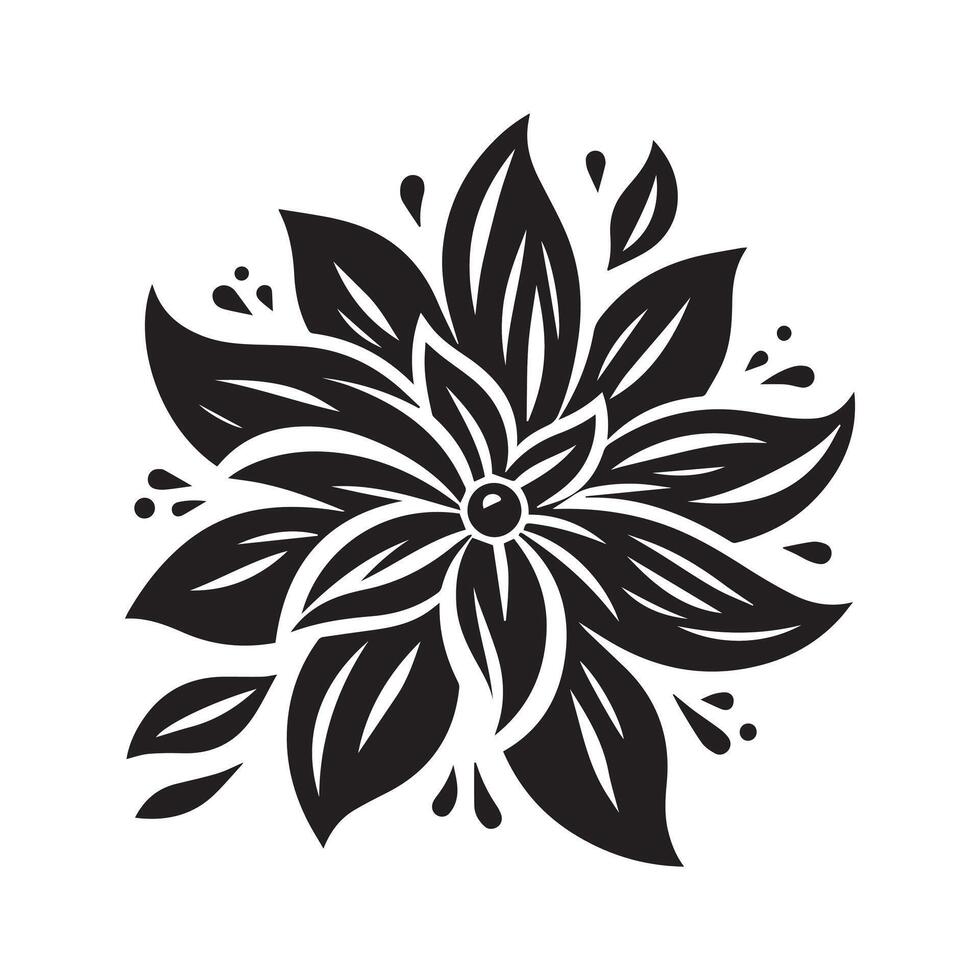 Lotus black on white background vector