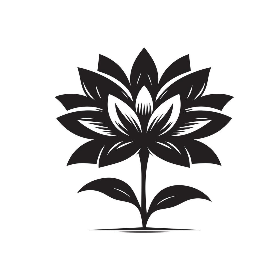 Lotus black on white background vector