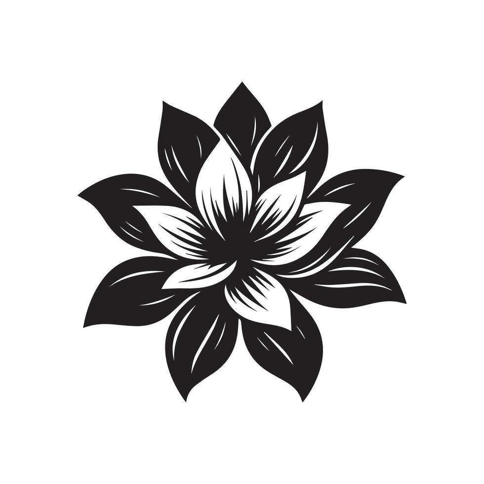 Lotus black on white background vector