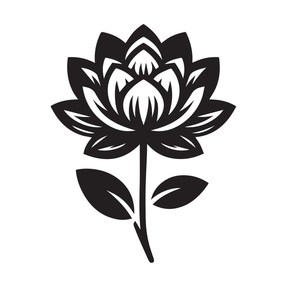 Lotus black on white background vector