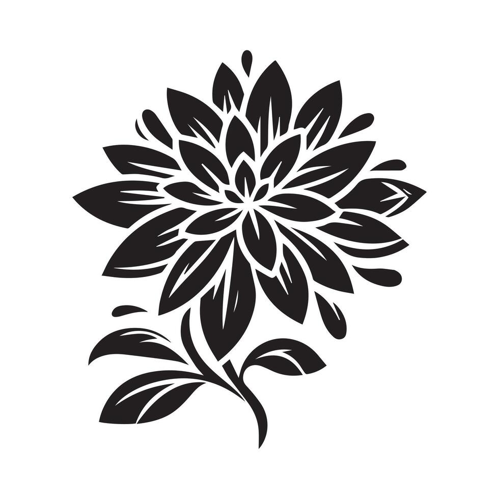 Lotus black on white background vector