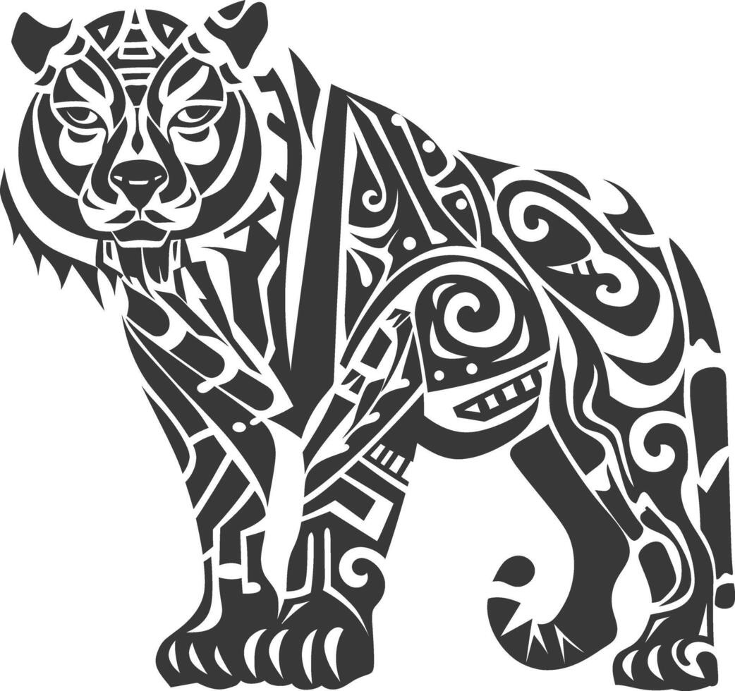 silhouette tribal animal using Aztecs style black color only vector