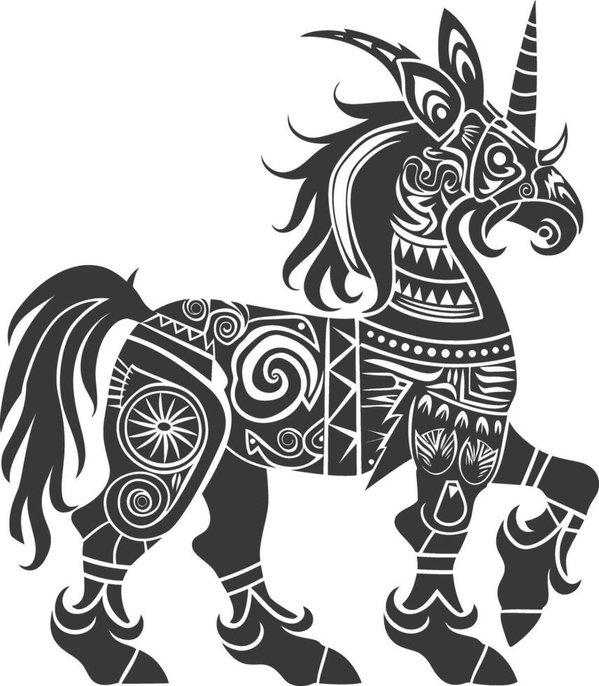 silhouette tribal animal using Aztecs style black color only vector
