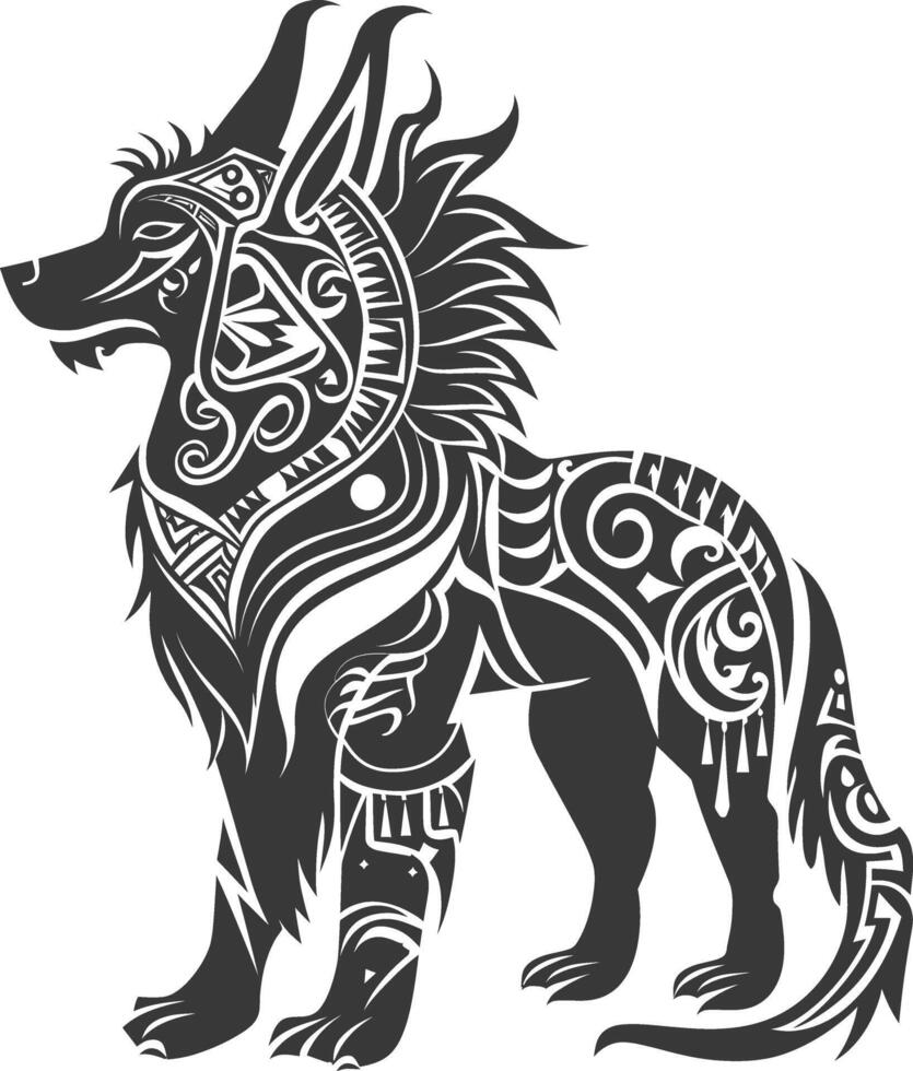silhouette tribal animal using Aztecs style black color only vector