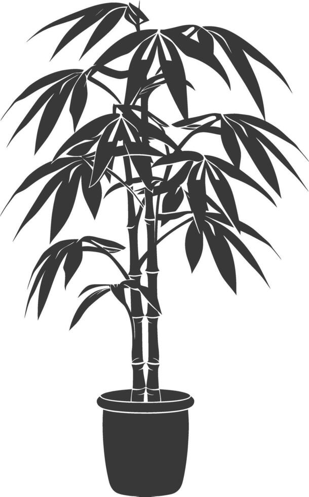 silhouette tropical plant in pot black color only vector