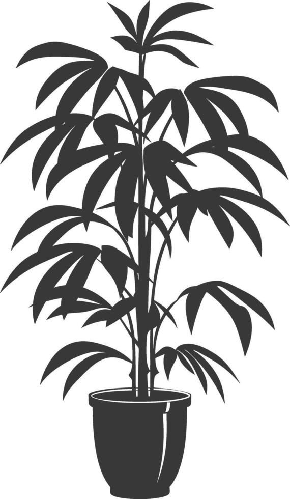 silhouette tropical plant in pot black color only vector