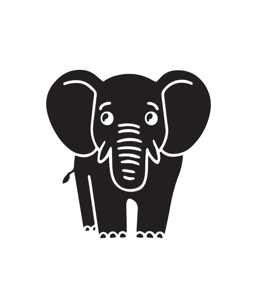 elephant black silhouette isolated on white background, abstract art illustration vector