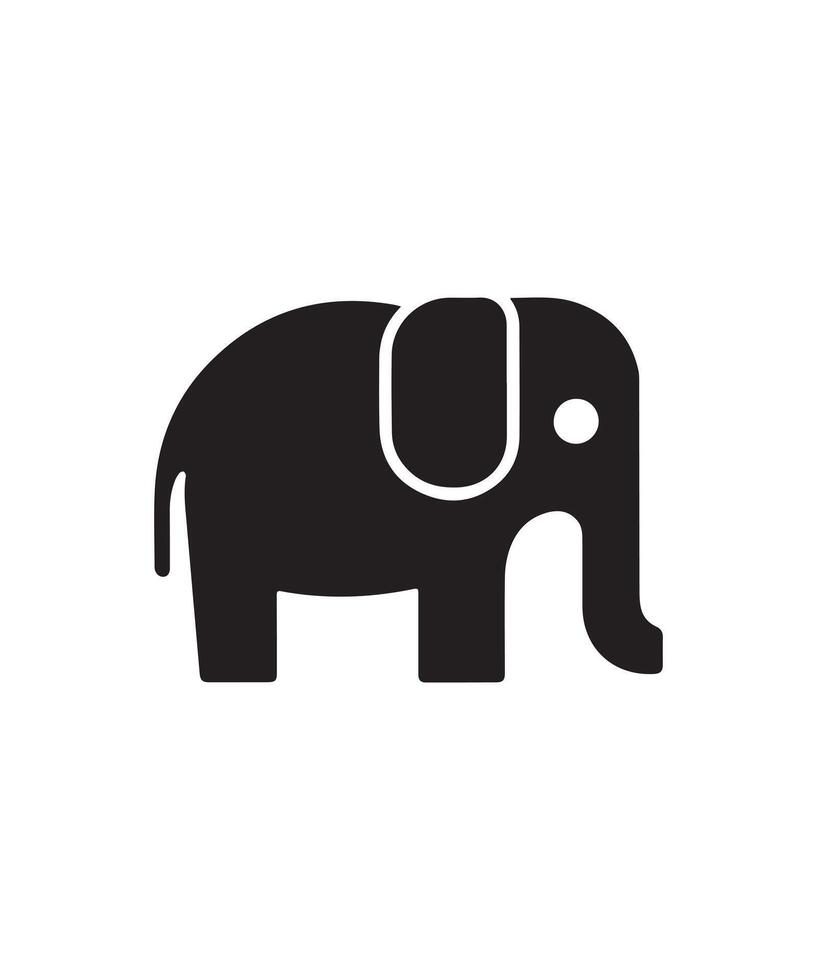 elephant black silhouette isolated on white background, abstract art illustration vector