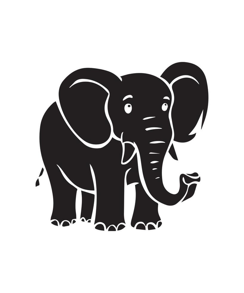 elephant black silhouette isolated on white background, abstract art illustration vector