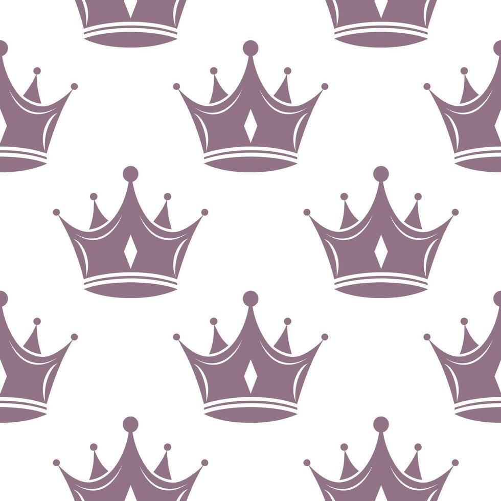 Seamless pattern of royal crowns. Silhouettes of crowns on a white background. Print, textile, wallpaper vector