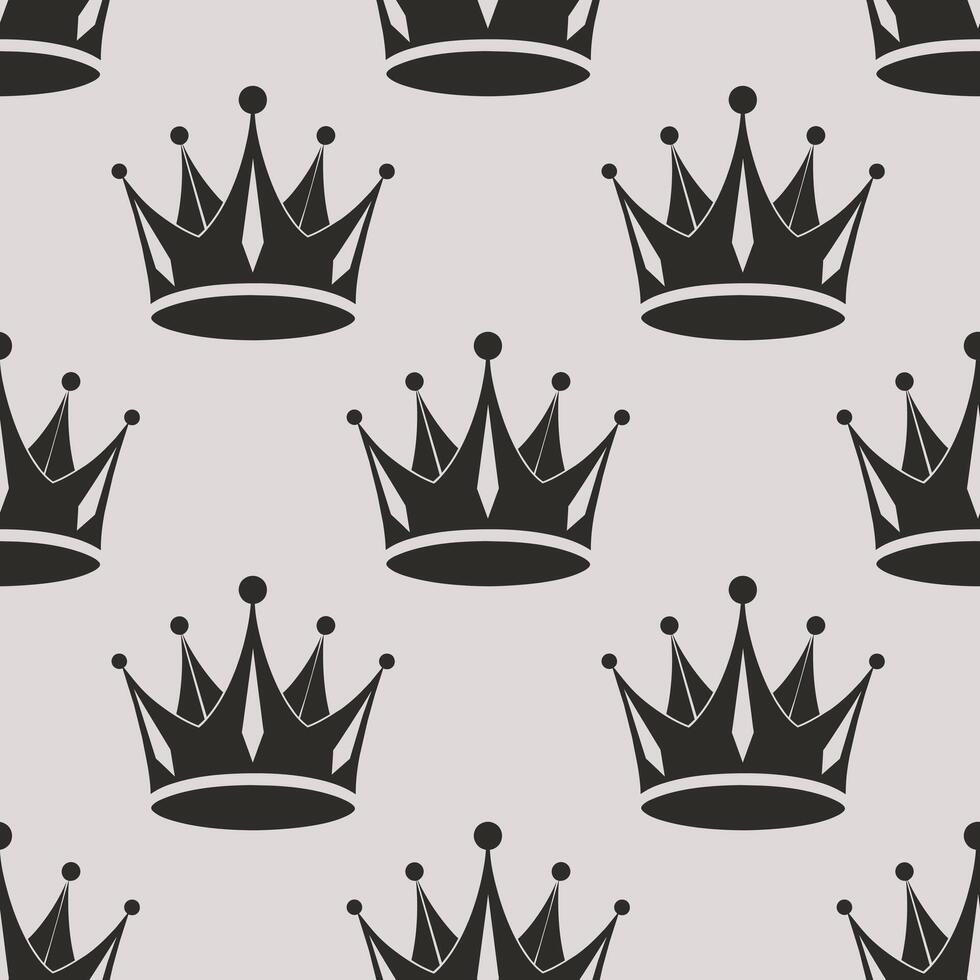 Seamless pattern of royal crowns. Silhouettes of crowns on a white background. Print, textile, wallpaper vector