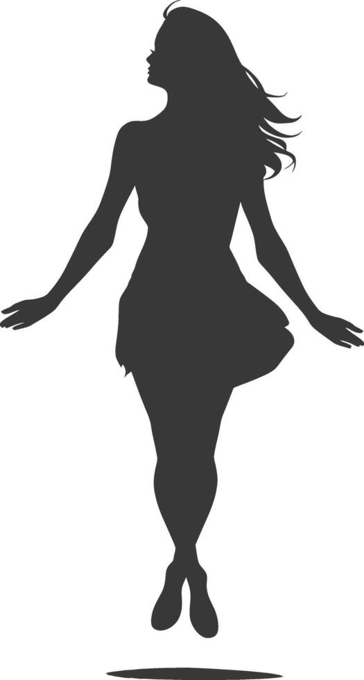 silhouette floating woman with poses full body black color only vector