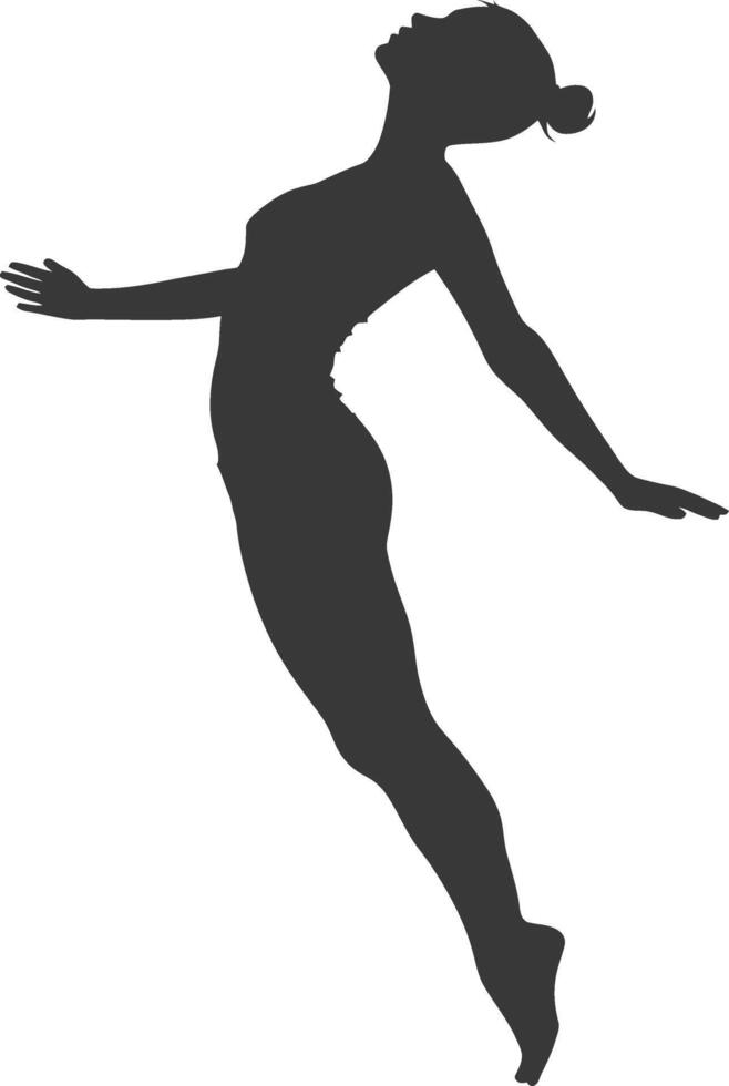 silhouette floating woman with poses full body black color only vector