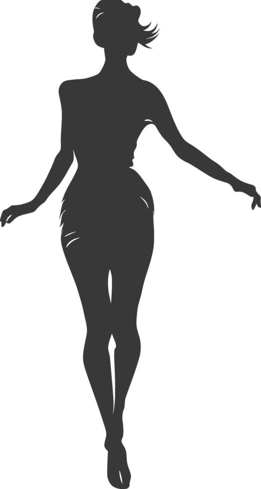 silhouette floating woman with poses full body black color only vector