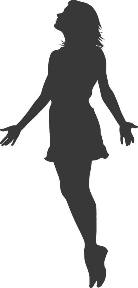 silhouette floating woman with poses full body black color only vector