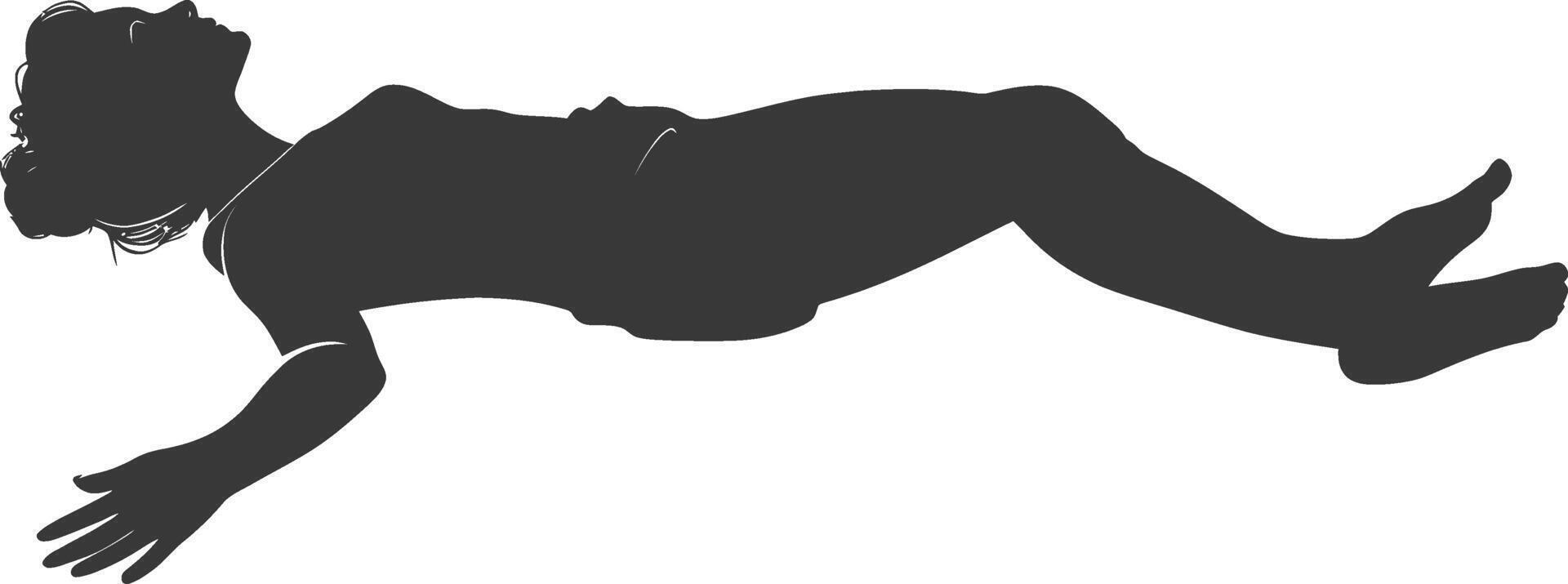 silhouette unconscious woman with injury lying down black color only vector