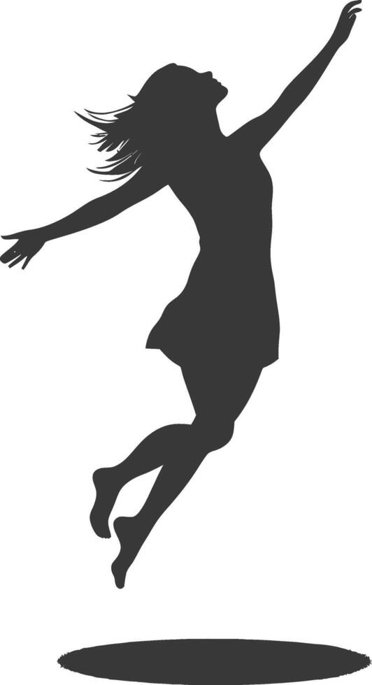 silhouette floating woman with poses full body black color only vector