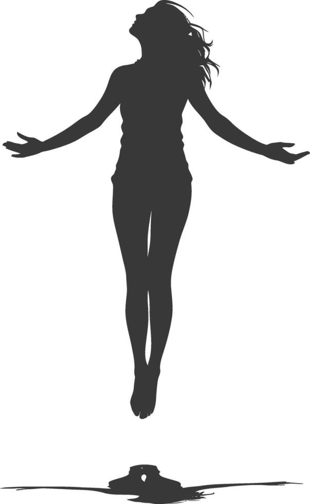 silhouette floating woman with poses full body black color only vector
