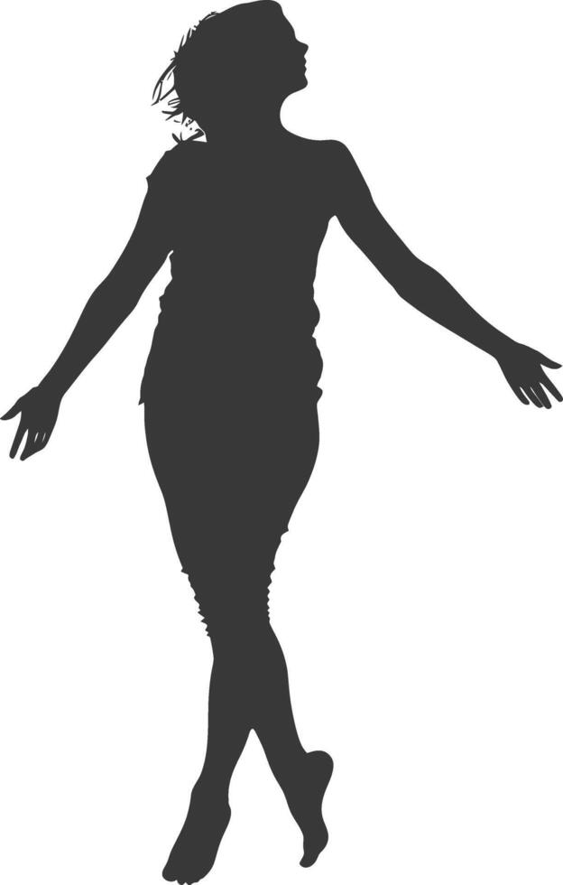 silhouette floating woman with poses full body black color only vector