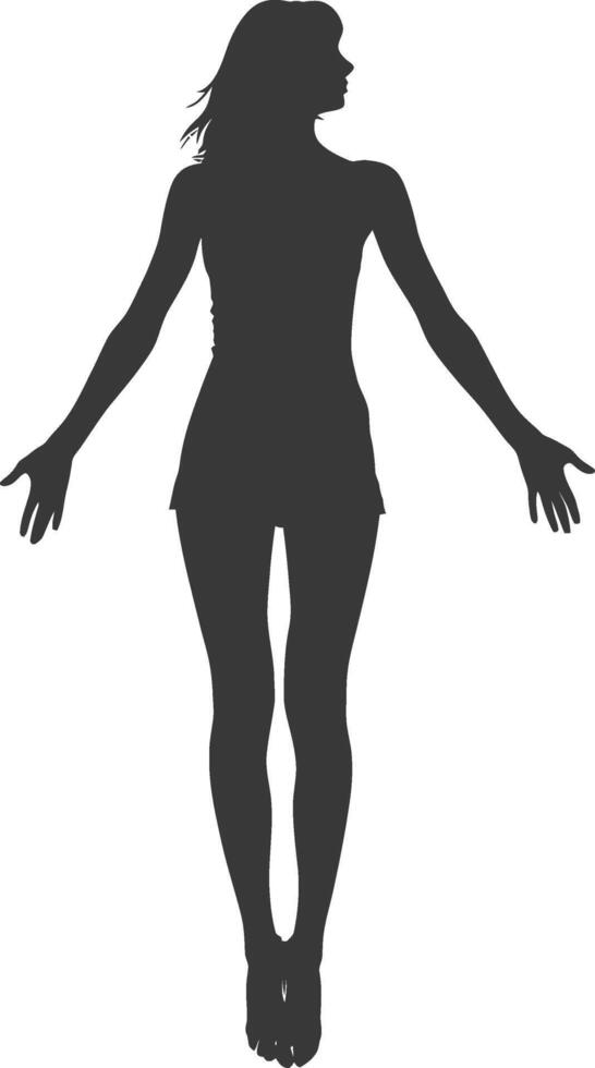 silhouette floating woman with poses full body black color only vector