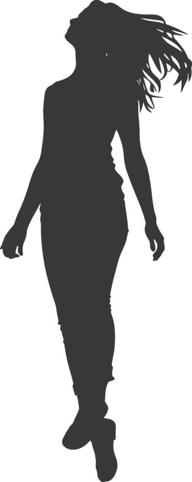 silhouette floating woman with poses full body black color only vector