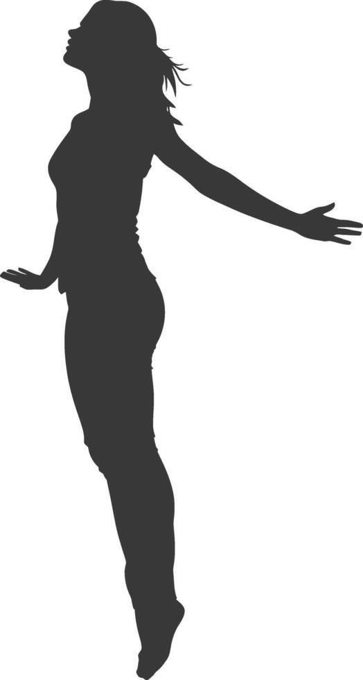 silhouette floating woman with poses full body black color only vector