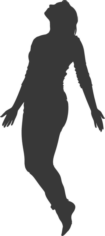 silhouette floating woman with poses full body black color only vector